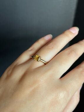 Sterling silver gold plated vermeli citrine emerald cut ring size 6